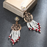 Turkish Style Antique Gold-Plated  Resin/Crystal & Bead & StoneTassel Earrings