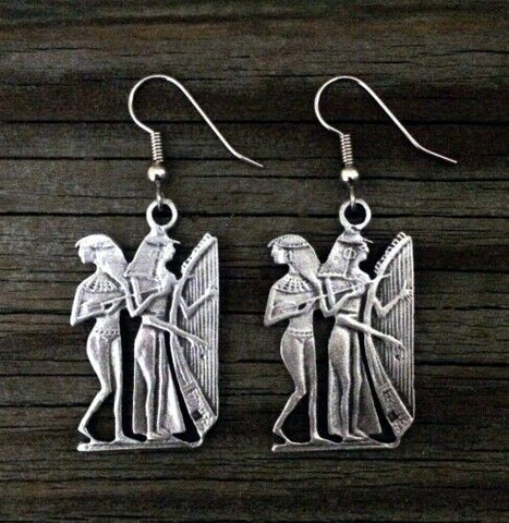 Pewter Egyptian Musician Earrings made in USA