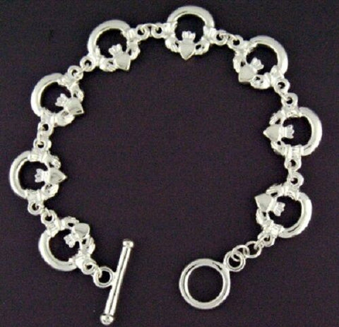 Pewter Double Sided Celtic Claddagh Toggle Bracelet