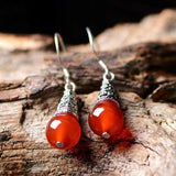 3 cm by 1 cm Red agate drop earrings