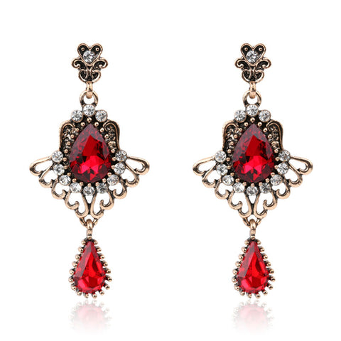 Turkish Style Rose Gold Plated red Glass Earrings