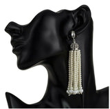 India Style Faux Pearl Drop Earrings with Tassels
