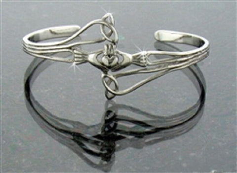316L Stainless Steel Modern "Take Me Home" Claddagh & Trinity Cuff Bracelet
