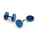 316 Stainless Steel Double Sided Ear Post Stud Earrings Deep Blue Round 8mm