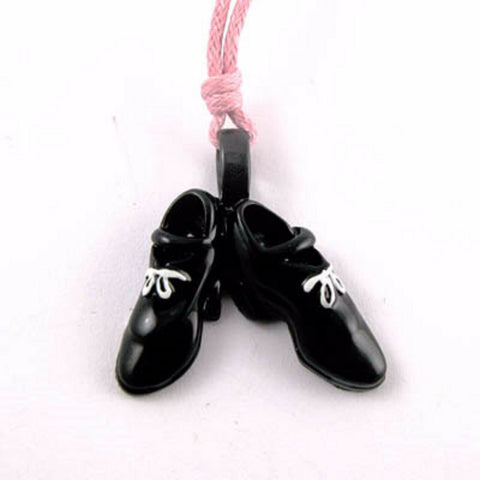 Irish Pewter and Enamel Dancing Shoe Pendant with Pink Adjustable Cord
