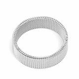 304 Stainless Steel Silver Tone Mesh Band Ring