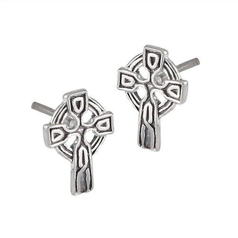 Irish Celtic Sterling Silver Celtic Cross stud earrings