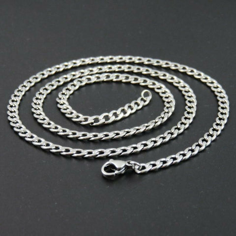 Stainless Steel 27.6 in(70mm)  4mm Curb Chain with lobster clasp
