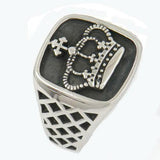 STAINLESS STEEL CHRIST CROSS CROWN RING