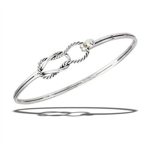 Sterling Silver Celtic Rope Knot Latching Bangle Bracelet