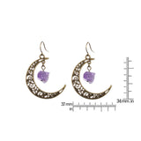 Celtic Crescent Moon Copper Alloy Amethyst Earrings