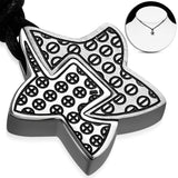 Stainless Steel 2-tone Star Jigsaw Pendant Adjustable Black String Cord Necklace