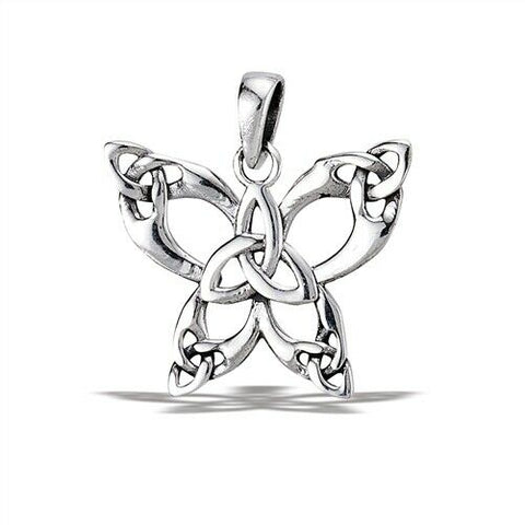 STERLING SILVER CELTIC BUTTERFLY WITH TRIQUETRAS PENDANT without chain