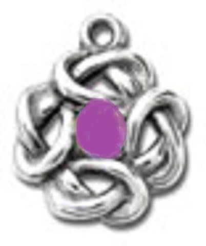 Pewter Celtic  Knot Pendant with Purple stone and Adjustable Black Cord