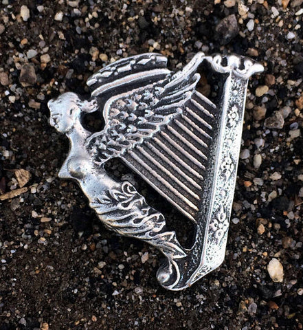 Pewter Irish Harp Brooch Made in USA