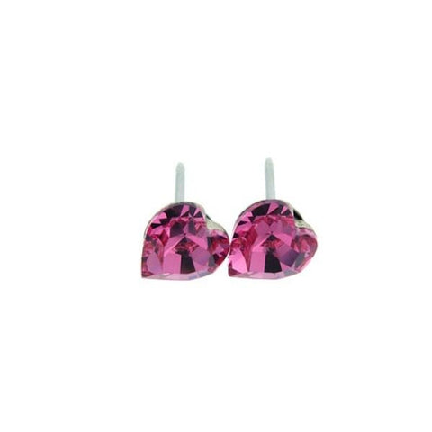 Fuchsia made with  Swarovski Crystal AB Heart Stud Earrings 8 mm