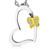 Stainless Steel 2-tone Butterfly Open Heart Invisible Bail Pendant  no chain