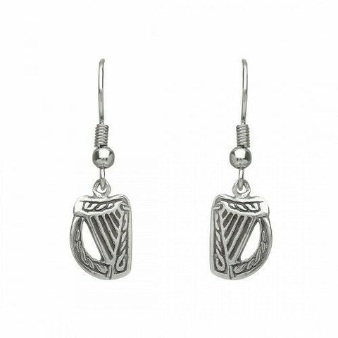 Irish Pewter Celtic Harp Earrings