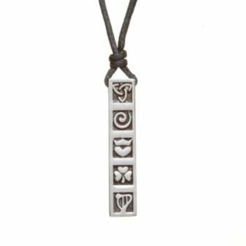 Irish Pewter Mystery of Ireland Pendant on Adjustable Black Cord