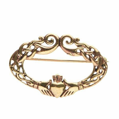 Irish  Bronze Claddagh Celtic brooch