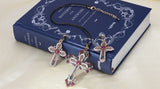 Turkish Style Cross  necklace and earrings set with colored stones