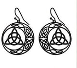 Black STAINLESS STEEL CELTIC Knot Triquetra Crescent moon  Earrings