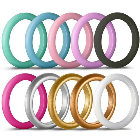 10 Piece 3mm Hypoallergenic Crossfit Flexible Sports Silicone Rings SZ 9