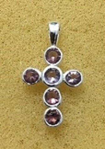 Sterling Silver Synthetic Amethyst Cross Pendant  no chain