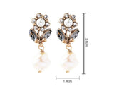 Crystal Flower Fresh Water Pearl Drop Earrings -1 pair