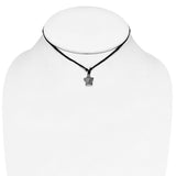 Stainless Steel 2-tone Star Jigsaw Pendant Adjustable Black String Cord Necklace