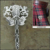 Pewter Rampant Lion, Thistle, & Claymore Sword Kilt Pin