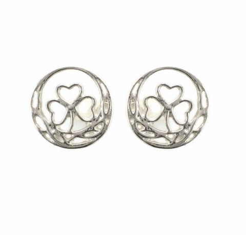 Irish Celtic Sterling Silver Shamrock Earrings