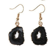 Small  Geode Gemstone Slice Drop  Earrings