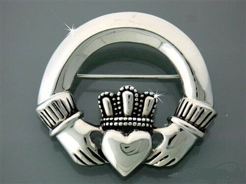 Pewter Bold Claddagh Brooch