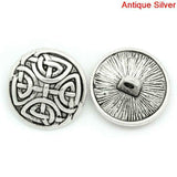 Zinc Alloy Metal  Shank Buttons Round Antique Silver Celtic Knot 17 mm (10 item)