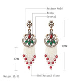 Turkish Style Antique Gold-Plated  Resin/Crystal & Bead & StoneTassel Earrings