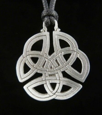 Round Pewter Celtic Knot Pendant with Black Cord