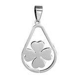 Stainless Steel Pendant Four Leaf Clover  42 mm(1 5/8") x 23mm( 7/8") incl bail