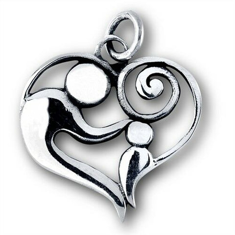 STERLING SILVER PARENT AND CHILD HEART PENDANT