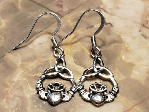 Modern "Take Me Home" Claddagh & Trinity Earrings