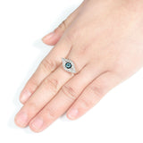 Rose Gold Black Enamel Blue & Clear Rhinestone 16.0mm( 5/8") US size 6,