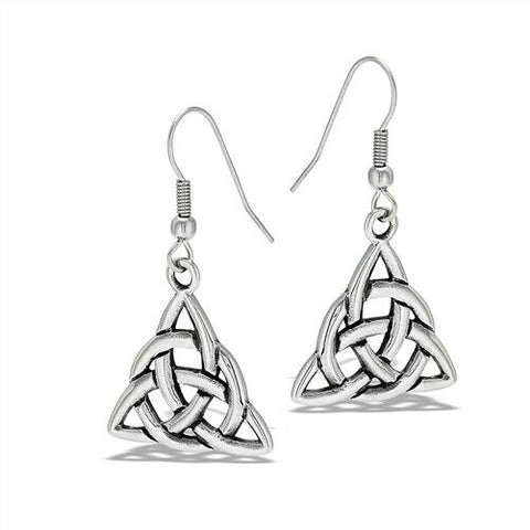STAINLESS STEEL TRIQUETRA DANGLE EARRINGS