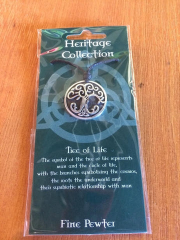 Irish Pewter Tree of Life Pendant and Full Length Cord