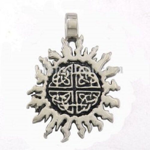 STAINLESS STEEL JEWELRY CELTIC SUN FLOWER FLAME PENDANT no chain