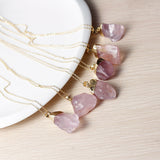 Alloy Rose Gold Plated Rose Quartz Pendant with 20.5 in chain + 3. 5 in extender