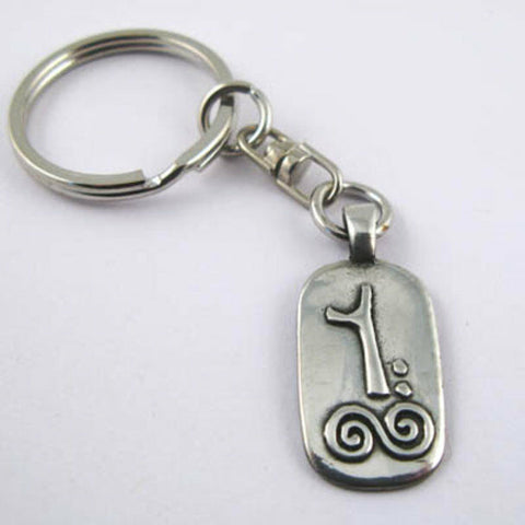Irish Pewter Celtic Astrology Keyring - April- Hawthorn symbol