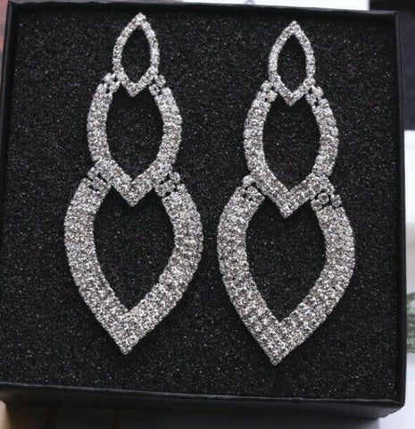 Alloy Crystal Three Tier Earrings