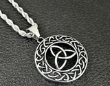 Stainless Steel Celtic Trinity Pendant with 24 inch Stainless Rope Chain