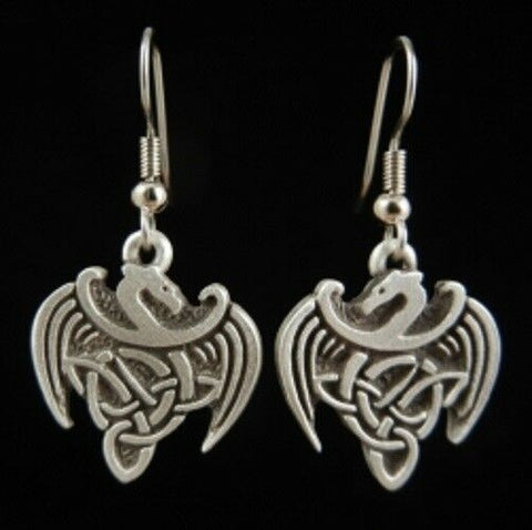 Pewter Celtic Dragon Earrings Made in USA