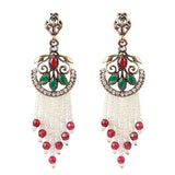 Turkish Style Antique Gold-Plated  Resin/Crystal & Bead & StoneTassel Earrings